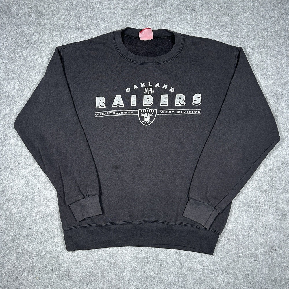 Vintage 00s Oakland Raiders NFL Sweater Men's Size‎ Large Black Crewneck
